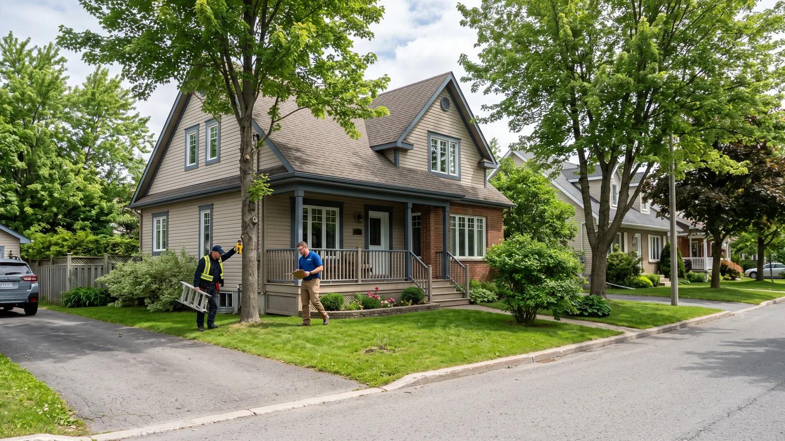 Inspecteur en bâtiment devant une propriété à Gatineau