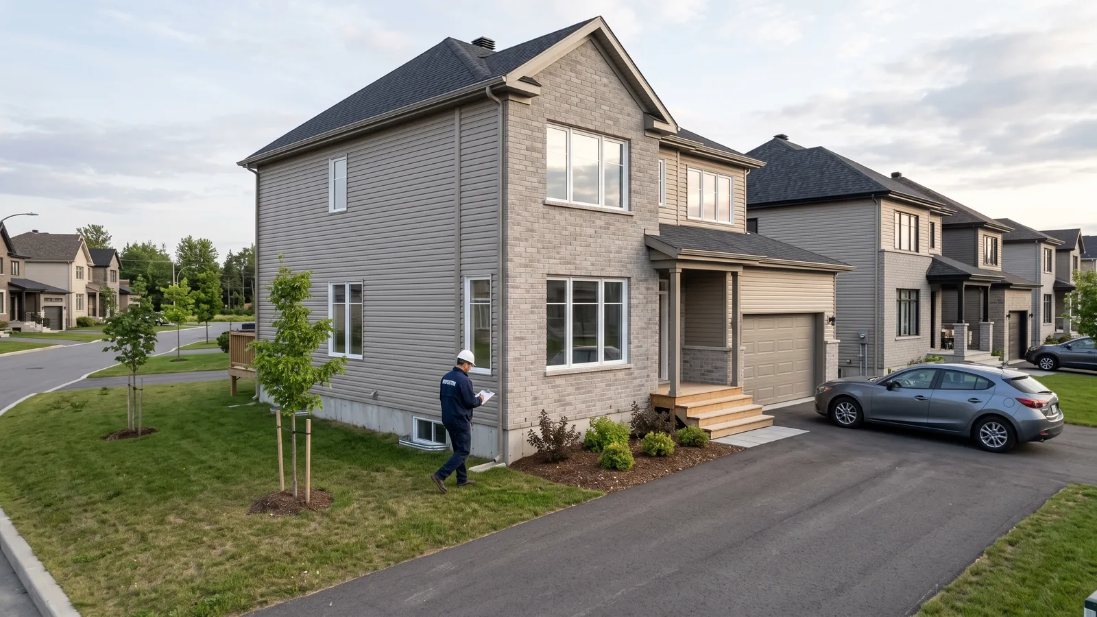 Inspecteur en bâtiment devant une propriété à Terrebonne