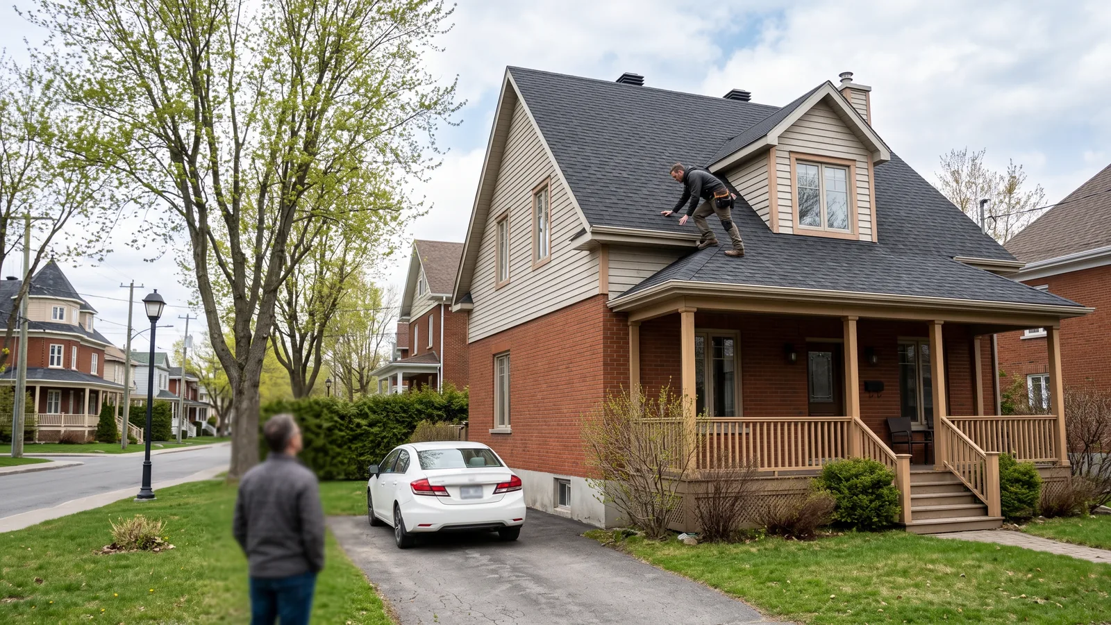 Inspecteur en bâtiment devant une propriété à Trois-Rivières