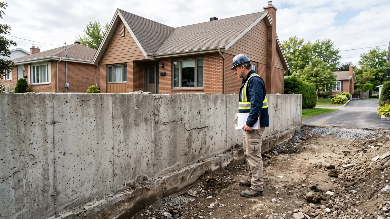 Inspecteur en bâtiment devant une propriété à Crabtree