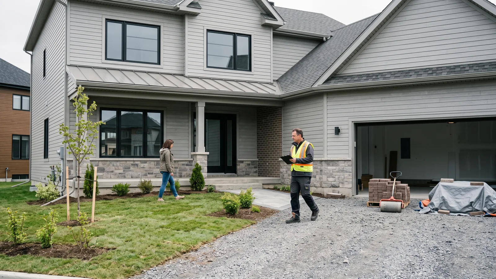 Inspecteur en bâtiment devant une propriété à Rawdon